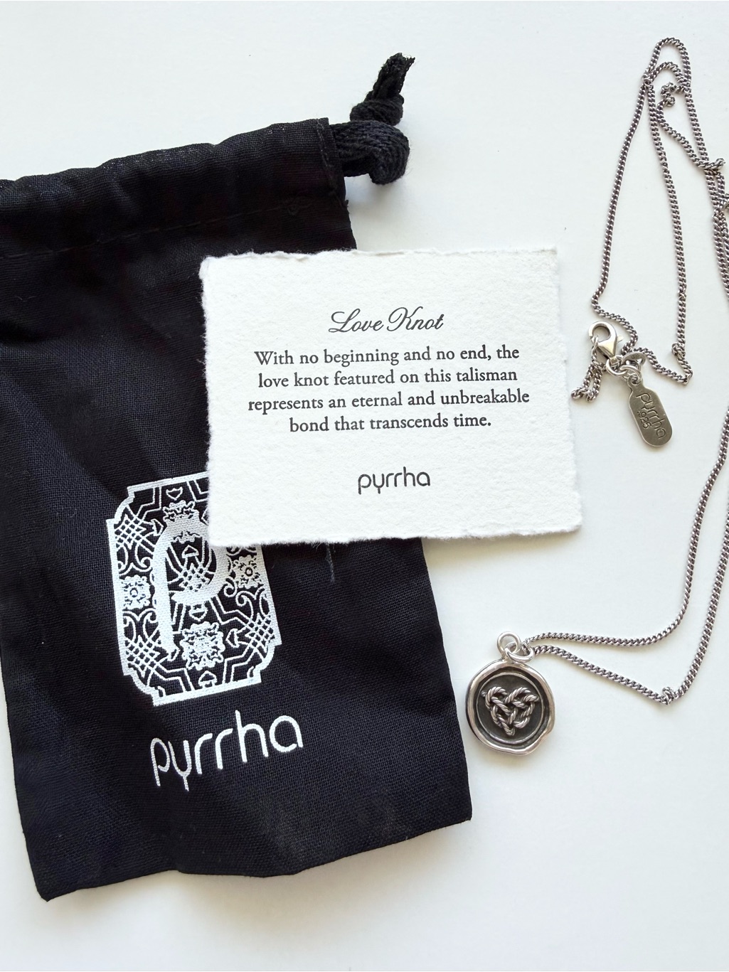 Pyrrha Silver Love Knot Necklace - Sterling Talisman Pendant